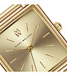 Дамски златист кварцов часовник с правоъгълен циферблат -2 снимка