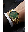Мъжки златист часовник със зелен циферблат-1 снимка
