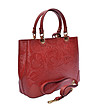 Червена чанта tote с релефен ефект-2 снимка
