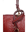 Червена чанта tote с релефен ефект-3 снимка