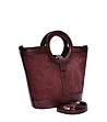 Бордова чанта с кръгли дръжки -2 снимка