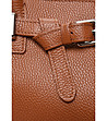 Дамска чанта от естествена кожа в цвят коняк-3 снимка
