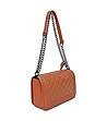 Дамска кожена чанта за рамо в цвят коняк Alfina-2 снимка
