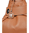 Дамска раница от естествена кожа в цвят коняк Abra-3 снимка