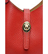 Червена кожена чанта тип tote-3 снимка