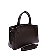 Кафява кожена чанта Tote -2 снимка