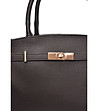 Кафява кожена чанта Tote -3 снимка