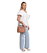 Кафява кожена чанта тип tote-1 снимка