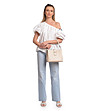 Бежова кожена чанта тип tote-1 снимка