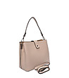 Бежова кожена чанта тип tote-2 снимка