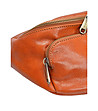 Дамска кожена чанта за кръста в цвят коняк-3 снимка