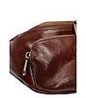 Кафява дамска кожена чанта за кръста-3 снимка