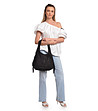 Черна дамска велурена чанта с ресни-1 снимка