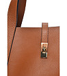 Кожена дамска чанта в цвят коняк с несесер-3 снимка