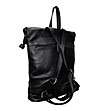 Дамска раница от естествена кожа в черно Vena-2 снимка