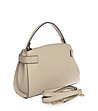 Светлобежова дамска чанта от естествена кожа-2 снимка
