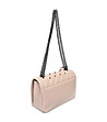 Дамска кожена чанта в цвят пудра с декорация Enrica-2 снимка