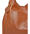 Дамска кожена мека и голяма чанта в цвят коняк-3 снимка