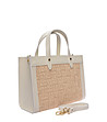 Бежова чанта TOTE BAG с горно закопчаване-2 снимка