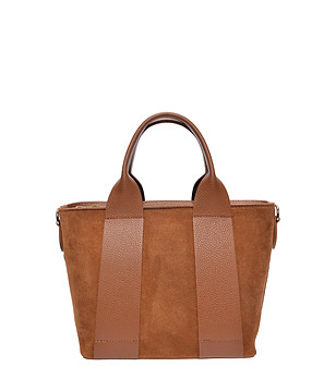 Кожена чанта тип tote в конячен цвят COGNAC снимка