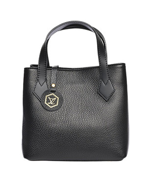 Черна дамска чанта от естествена кожа снимка