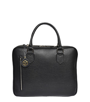 Черна дамска чанта за лаптоп от естествена кожа Romea снимка