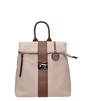 Бежов кожен раница BEIGE MARRONE снимка