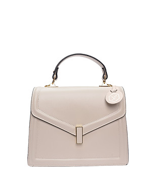 Кожена дамска светлобежова чанта снимка