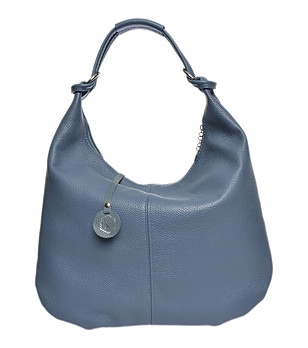 Дамска кожена чанта в син нюанс снимка