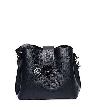 Черна дамска чанта от естествена кожа Cordelia снимка