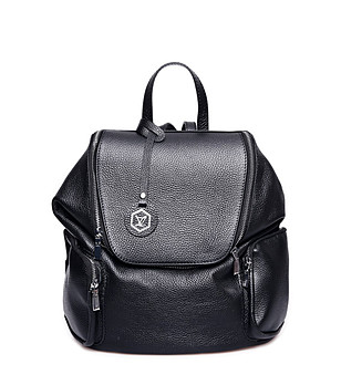 Черна дамска кожена раница Emilia снимка