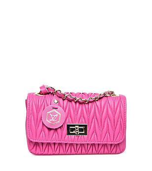 Дамска чанта с ефектен релеф в циклама Sia снимка