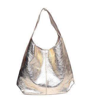 Дамска чанта от естествена кожа в златисто снимка