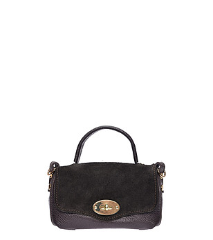 Тъмнокафява чанта с метално закопчаване снимка