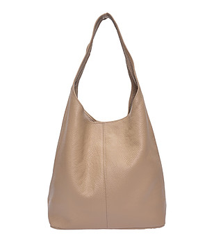 Бежова чанта тип хобо снимка