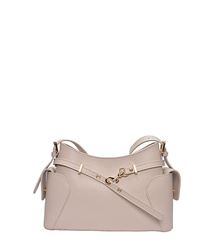 Бежова чанта за рамо с външни джобове снимка