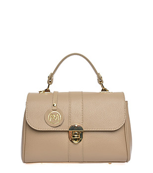 Дамска кожена чанта в цвят таупе Sanoma снимка