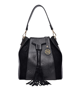 Дамска кожена чанта в черно Moni снимка