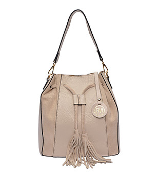 Бежова чанта с пискюли снимка