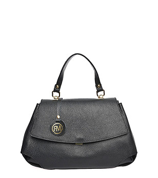 Дамска черна чанта от естествена кожа Sinalia снимка