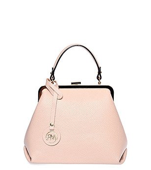 Дамска чанта от естествена кожа в цвят тъмна пудра Rina снимка