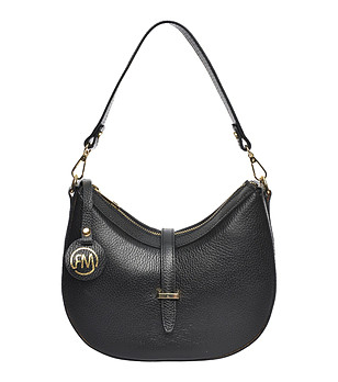 Кожена черна дамска чанта от естествена кожа Marlita снимка