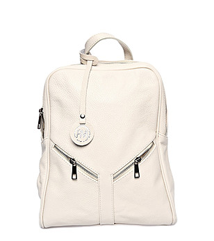 Светлобежова дамска кожена раница Ramira снимка