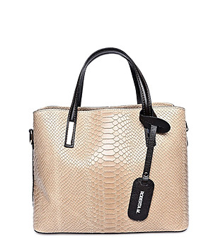 Дамска кожена чанта в бежов нюанс Jane снимка