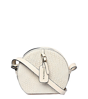 Дамска кожена чанта за рамо в светлобежово Sara снимка