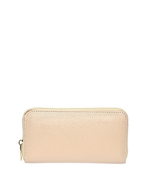 Дамски портфейл от естествена кожа в нюанс на бежов цвят Biana снимка