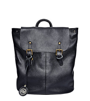 Дамска кожена раница Eileen в черен цвят снимка