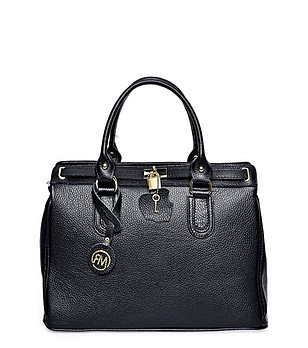 Дамска черна коженa чанта Zita снимка