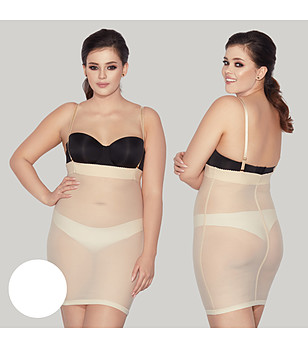 Бяла оформяща рокля SOFTLY в макси размери снимка