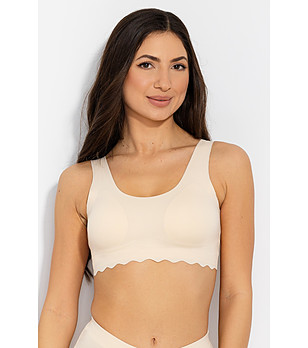 Бежово бюстие без банели FEEL GOOD с вълнообразен подгъв снимка